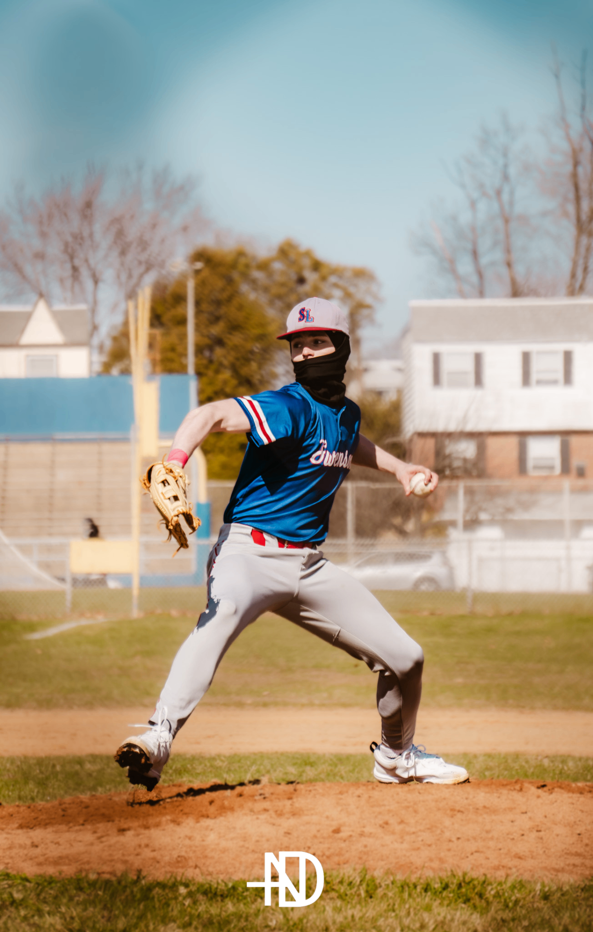 Basketball player mid-action